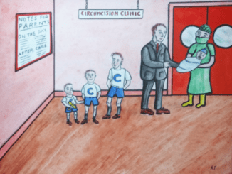 Circmcison clinic art by Tony Forester