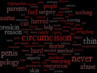 word cloud of circumcision harm words taken from reedit circumcison grief forum