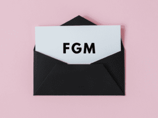 black envelope on a pink background with the letters fgm in the center