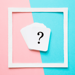 pink and blue split square witha question mark in the middle, illustrating the question is circumcision safe?